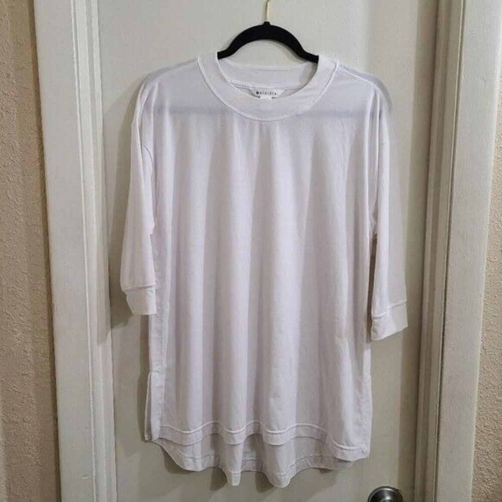 Athleta White Inspire Casual Top Shirt Size S High Low UPF 25+